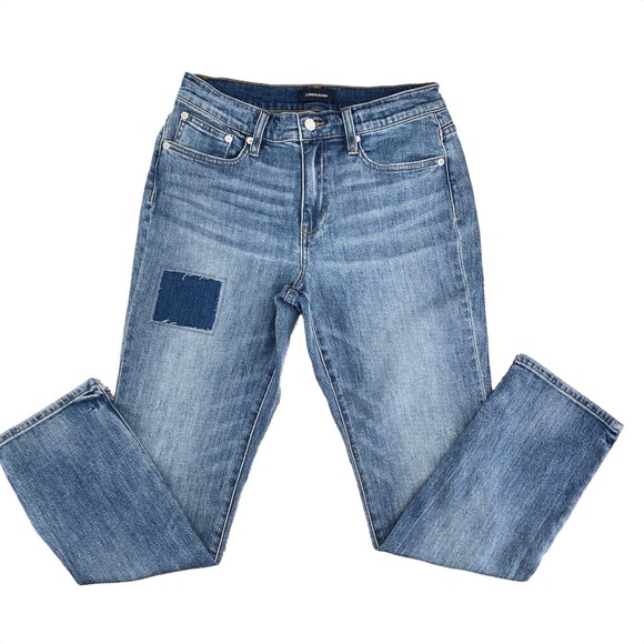 J. Crew NEW Womens Size 26 Slim Boyfriend Fit Distressed Patched Blue Jeans - Picture 2 of 7